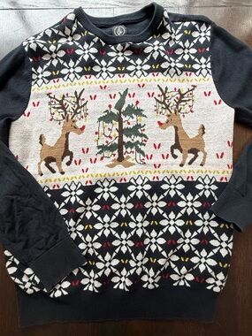 Volcom Black Holiday Reindeer Crewneck Sweater large